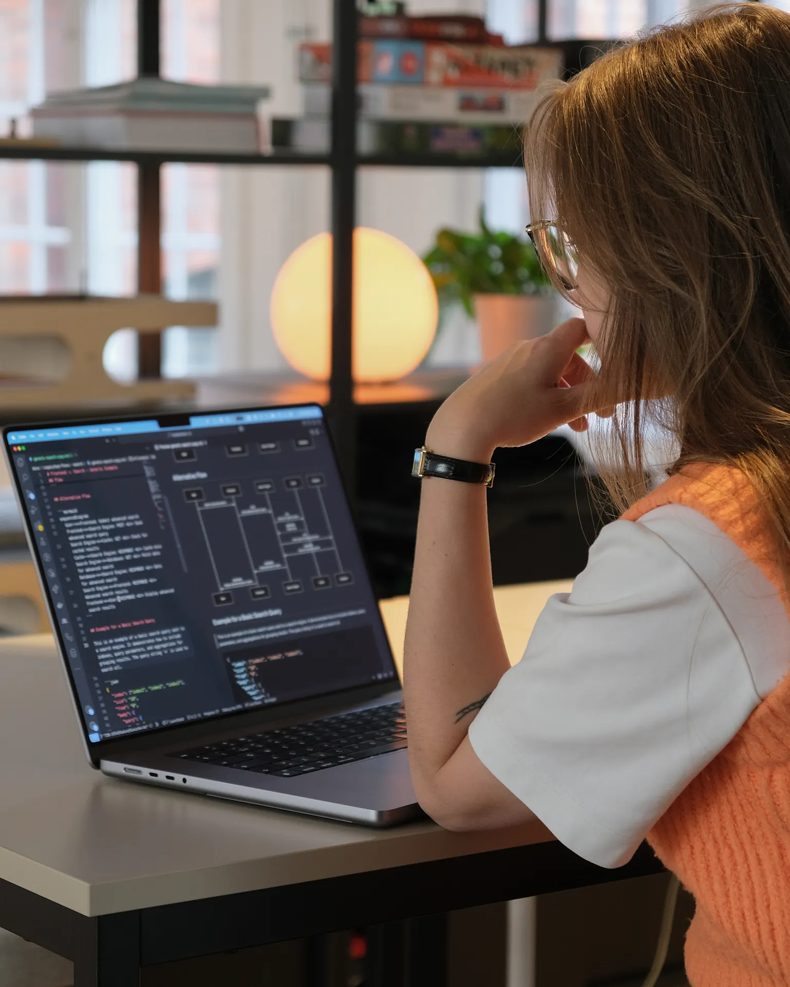 girl sitting with a computure