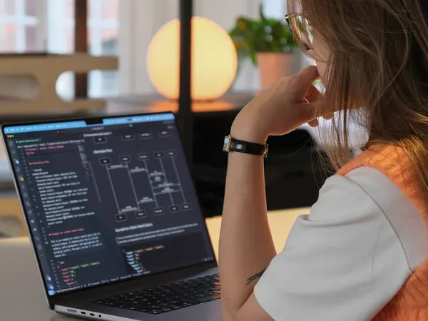 girl sitting with a computure